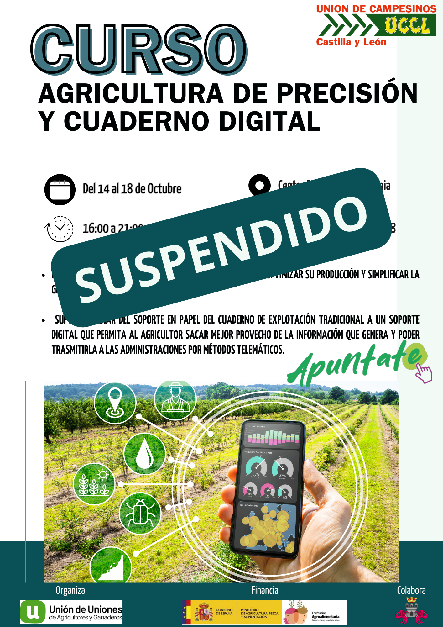 Curso SUSPENDIDO "Agricultura de Precisión y Cuaderno Digital"