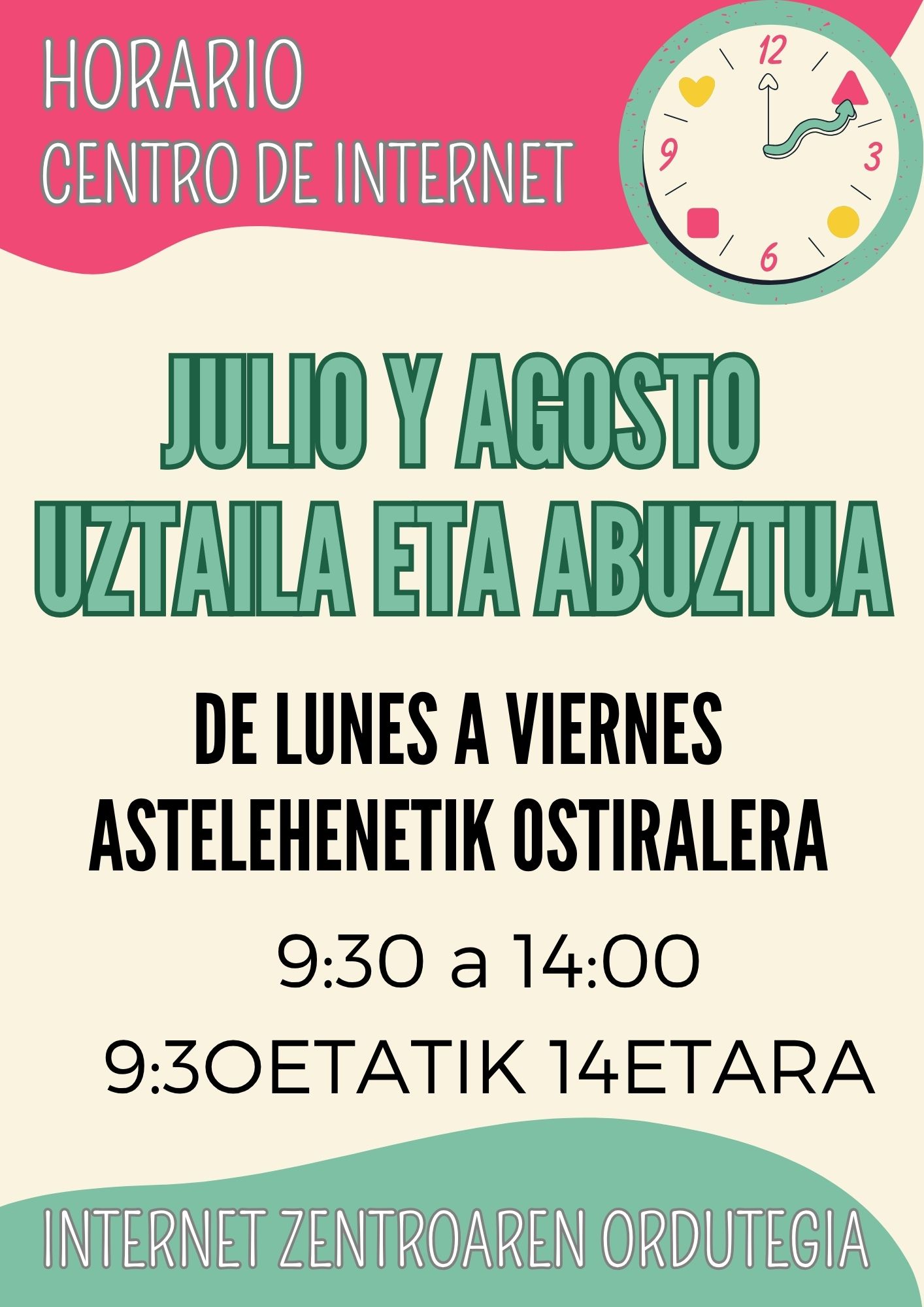 Horario Centro de Internet/Internet Zentroaren Ortutegia