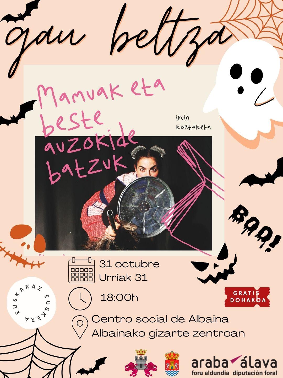 Cuentacuentos Gau beltza Albaina 31 de octubre / Gau beltza ipuinkontaketa urriaren 31n, Albainan