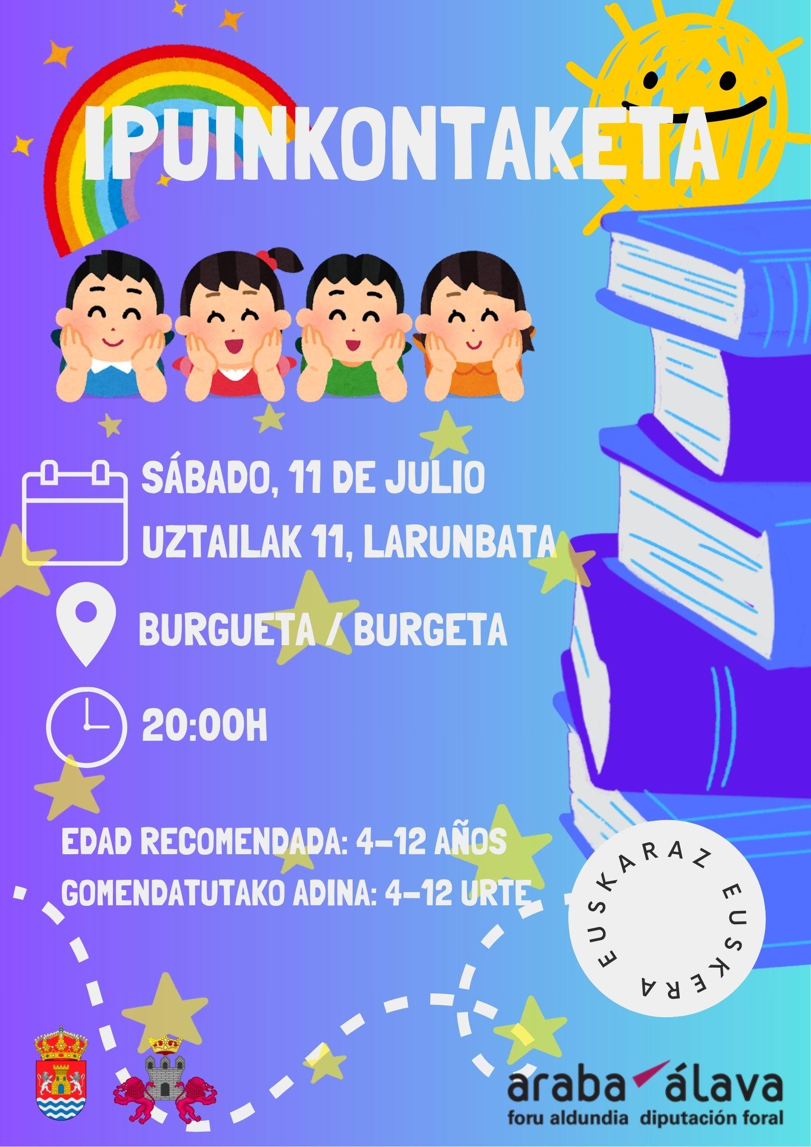 Cuentacuentos Burgueta 11 de julio / Ipuinkontaketa Burgetan uztailaren 11n